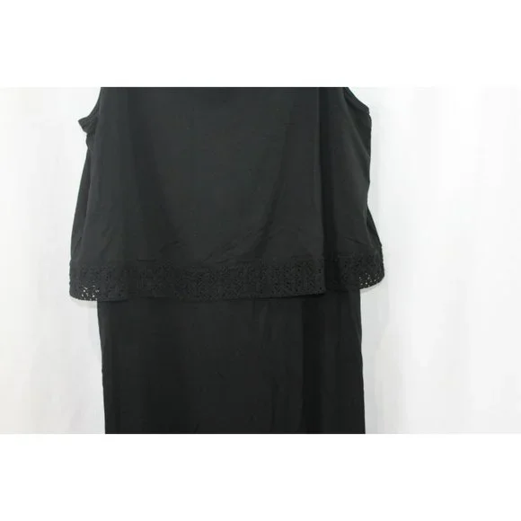NWT J Jill Womens Black Wearever Collection Layered Crochet Lace Trim Dress XS - Picture 3 of 7